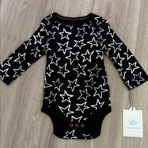 Cloud Island Black and White Star Bodysuit